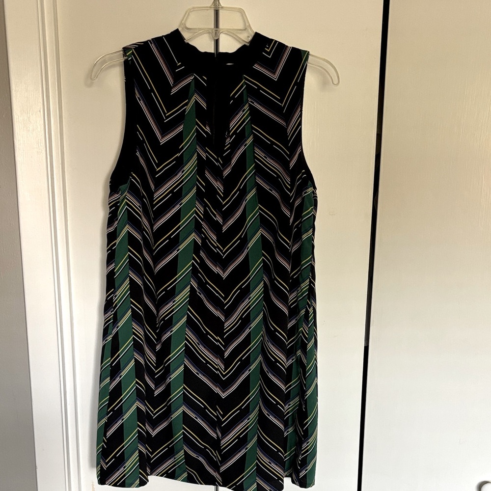 Black and Green Chevron Sleeveless Dress
